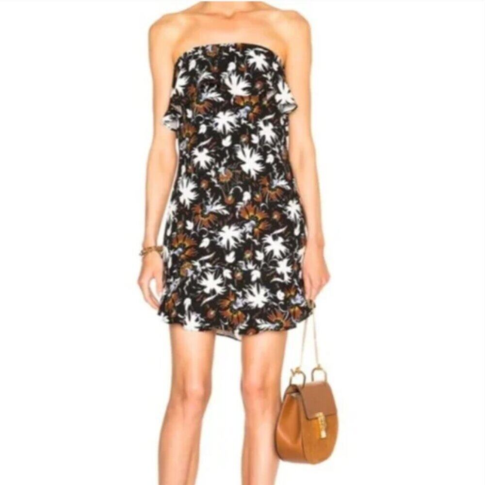 A.L.C. Romy Silk Floral Print Strapless Mini Dress